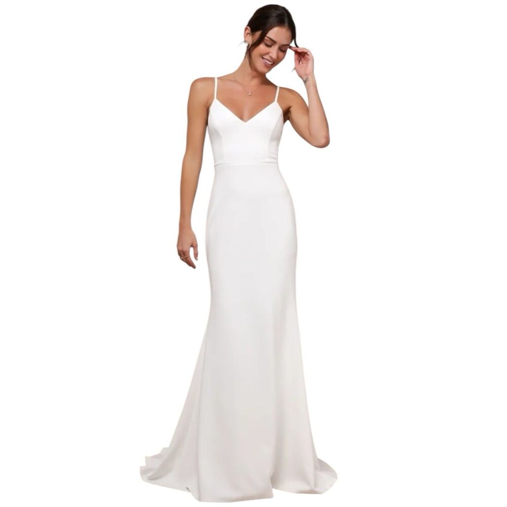 Lulu's Elegant White Maxi Dress